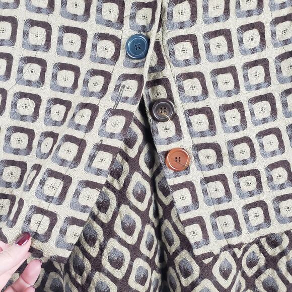 Vintage Casch‎ Women's EU 40 Geo Print Flared Wool Skirt Brown Tan Go-Go Mod - Picture 3 of 11